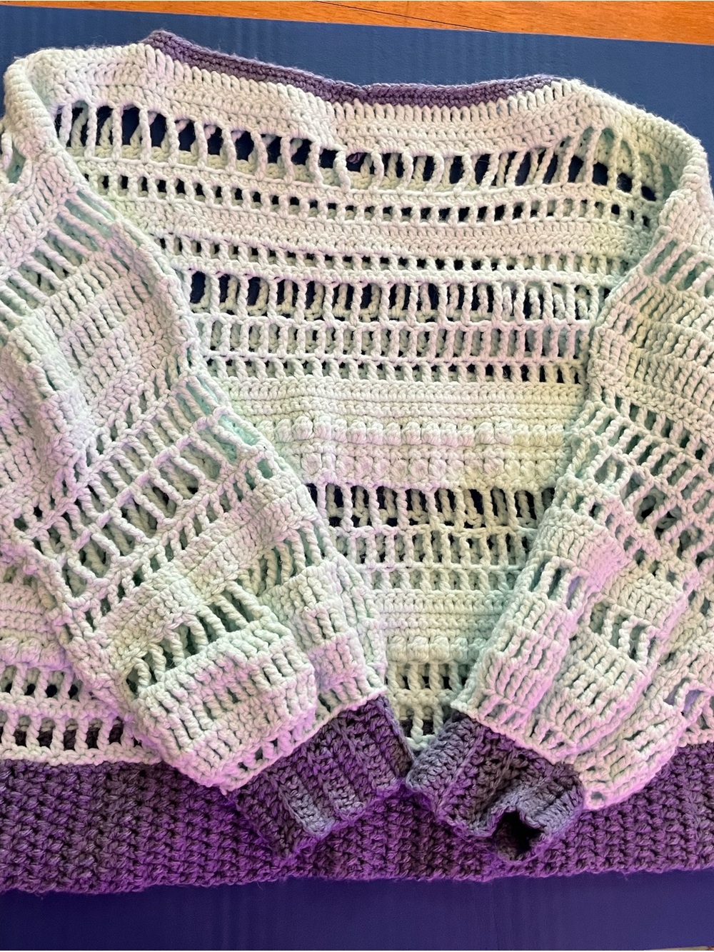 Hand Crochet Blue sweater